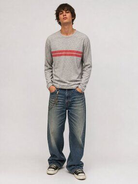 Faherty Sweater Mens Gray Cotton Blend Crewneck Size XL